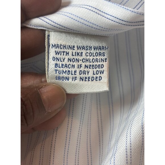 Faconnable Mens Blue & White Striped Button-Down Shirt Size L 16.5 - Picture 10 of 11